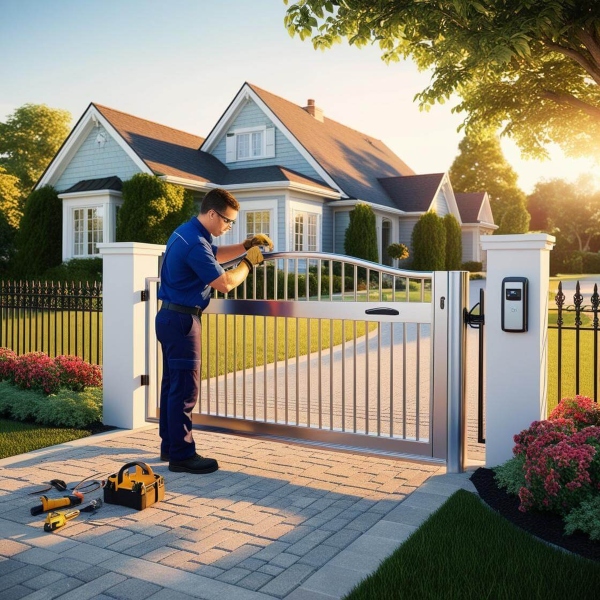 Professional automatic gate repair in Adelaide by Auto Gate Guys Adelaide, restoring proper alignment and function to a residential automatic driveway gate.